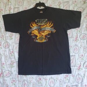 Y2K 105 Years Of Harley Davidson 2008 Biker T-shirt Flames XL